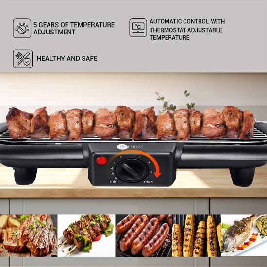 AFRA Electric Barbeque Grill, 2000W, Indoor and Outdoor, Thermostat Control, Overheat Protection, Portable, Smoke Free, G-MARK, ESMA, ROHS, and CB Certified, 2 years Warranty.