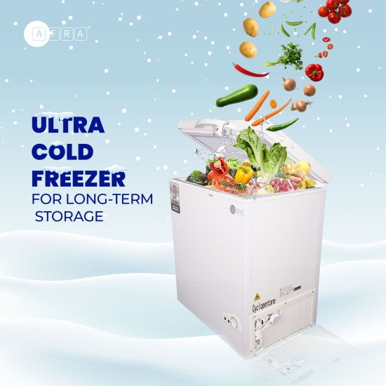 AFRA Chest Freezer, 200L Gross Capacity, White, Energy Saving, Low Noise, ESMA Approved,  AF-2000CFWT, 2 Years Warranty