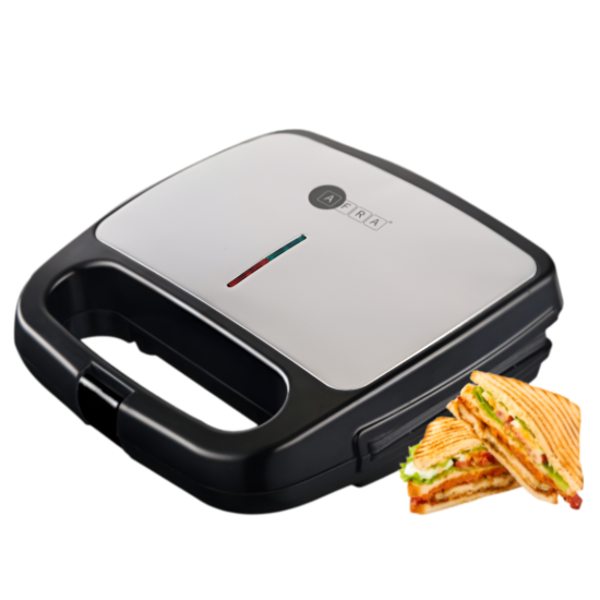 AFRA 2 SLICE NON-STICK FIXED GRILL SANDWICH MAKER, 750 WATTS, AUTOMATIC TEMPERATURE CONTROL, AF-8020SMBK, 2 year warranty