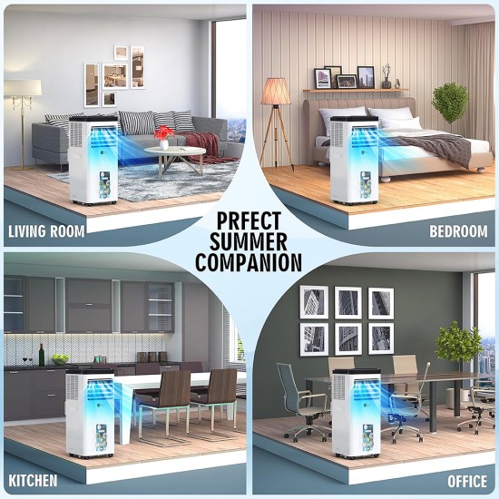 AFRA Portable Air Conditioner 9000 Btu, Remote Control, 24 Hrs Timer, Digital Display, AF-900PACWH, 1 Year Warranty 