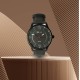 AFRA RETRONIC GENTS WATCH BLACK CASE BLACK DIAL BLACK LEATHER