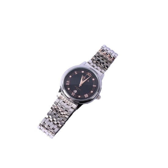 AFRA RADIANT LADIES WATCH SILVER CASE BLACK DIAL SILVER BRACELET