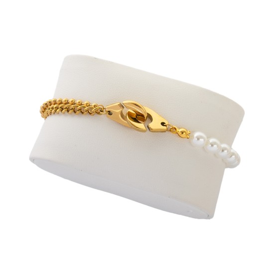 AFRA JEW PEARLET GOLD STAINLESS STEEL BRACELET