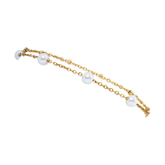 AFRA JEW PEARLET GOLD STAINLESS STEEL BRACELET