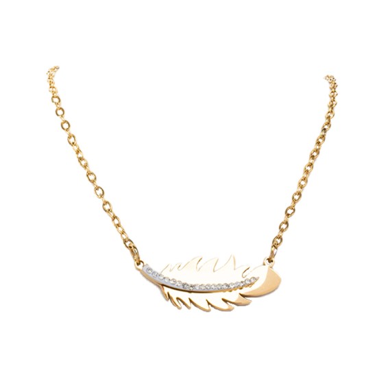 AFRA JEW PALMETTE GOLD STAINLESS STEEL NECKLACE