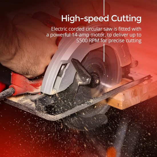 AFRA Electric Circular Saw, 185MM, 1100W, 5600r/Min No-Load Speed, 185mm Blade Diameter, Lightweight Model, Adjustable Bevel & Cutting Angle Around 0-45°, AFT-11-185CSRD, 1-Year Warranty.