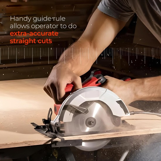 AFRA Electric Circular Saw, 185MM, 1100W, 5600r/Min No-Load Speed, 185mm Blade Diameter, Lightweight Model, Adjustable Bevel & Cutting Angle Around 0-45°, AFT-11-185CSRD, 1-Year Warranty.