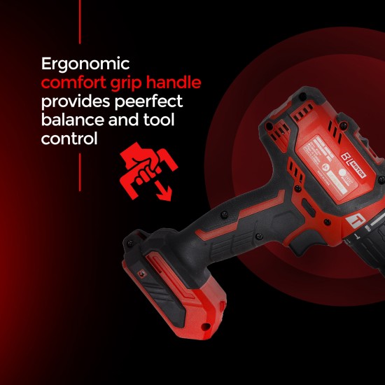 AFRA Cordless Brushless Driver/Hammer Drill, 20V MAX 13MM, 550-2000r/Min No-Load Speed, 60N.M Torque, 22+2 Torque Settings, Mechanical 2-Speed Gear, AFT-13-20CDRD, 1-Year Warranty