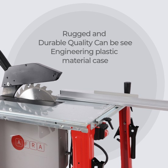 AFRA Table Saw, 315MM, 2000W, 2800r/Min 800x550mm Table, 0~45° Tilting Range, Induction Motor, Hand Wheel, Powder-Coated Sheet Steel Design, Galvanized top, AFT-20-315TSRD, 1-Year Warranty.