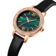 AFRA ORNATE LADIES WATCH ROSE GOLD CASE GREEN DIAL BLACK LEATHER